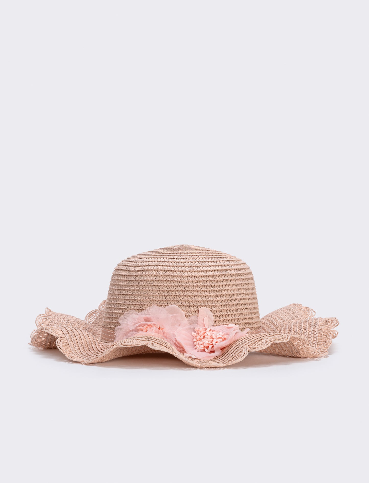 Cappello di paglia con fiori per bambina - Rosa