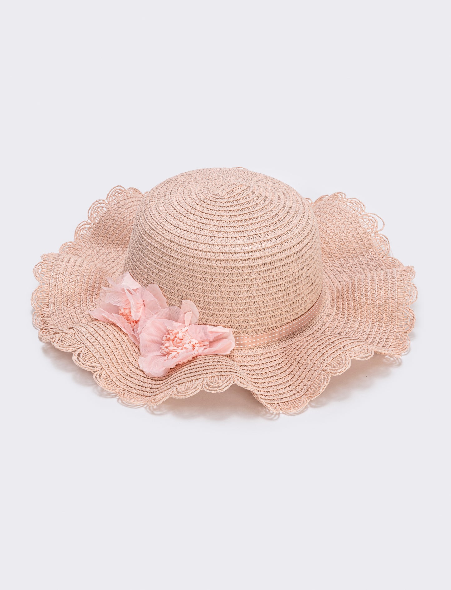 Cappello di paglia con fiori per bambina - Rosa