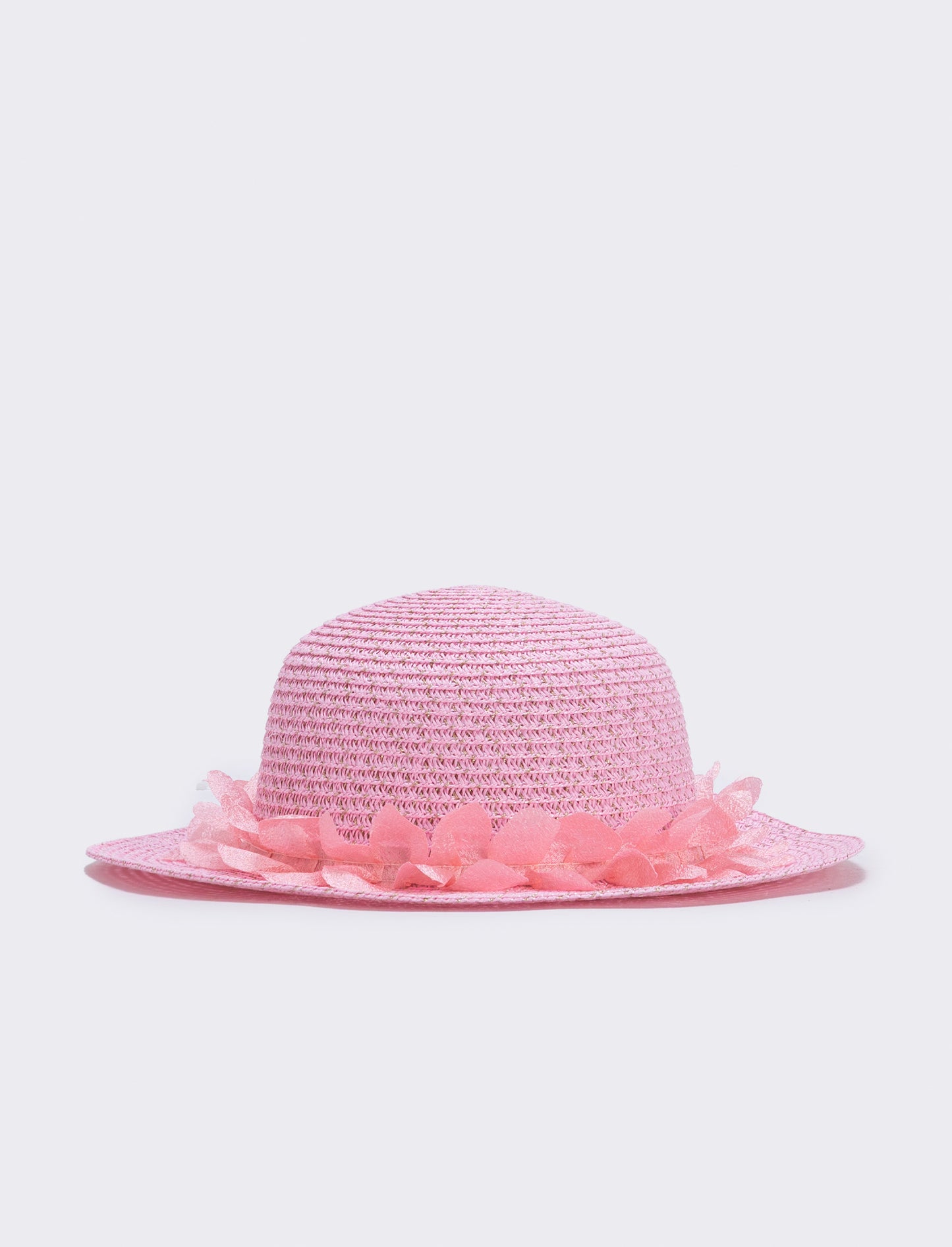 Cappello paglia con falda larga e decorazioni - Rosa