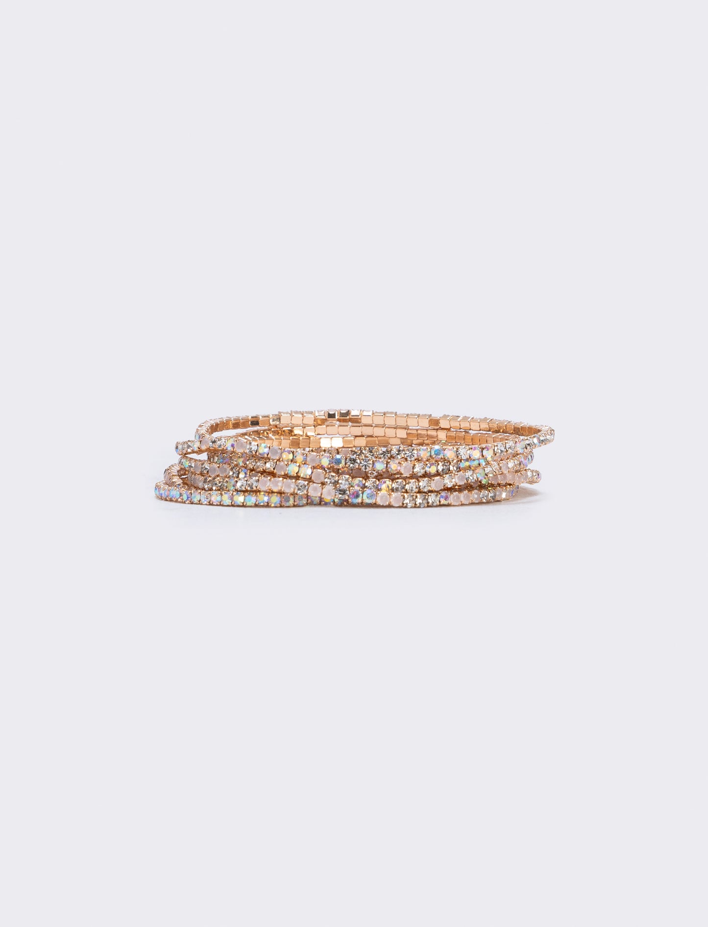Elegant multi-strand bracelet with rhinestones - White