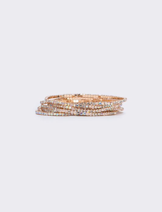 Bracciale multi fili con strass elegante - Trasparente