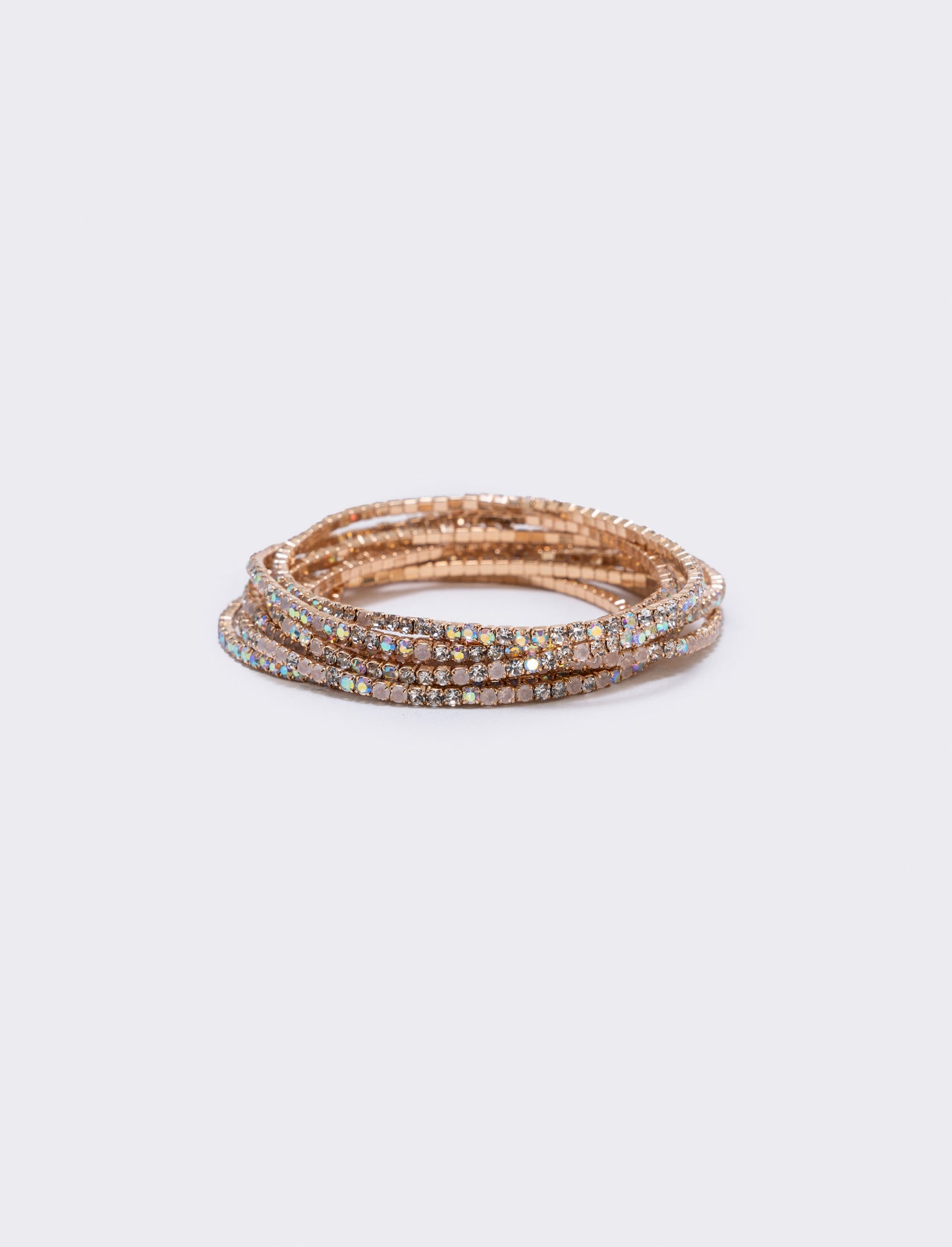 Elegant multi-strand bracelet with rhinestones - White