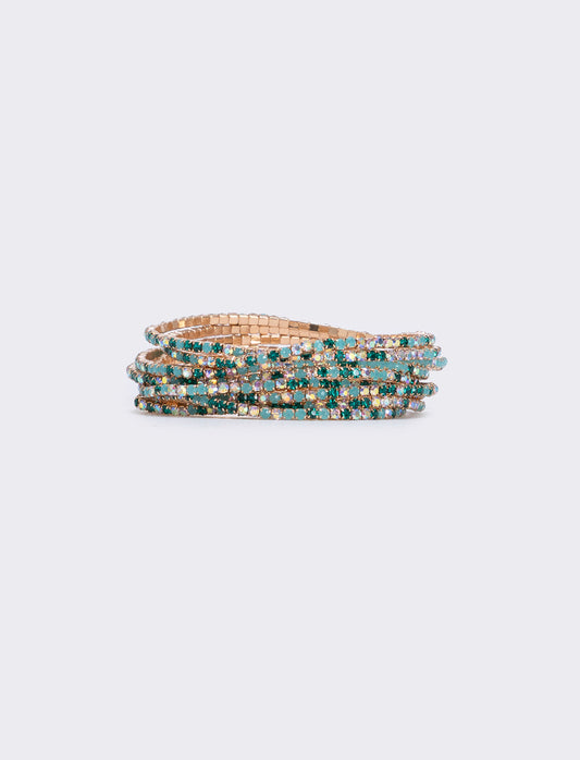 Bracciale multi fili con strass elegante - Verde
