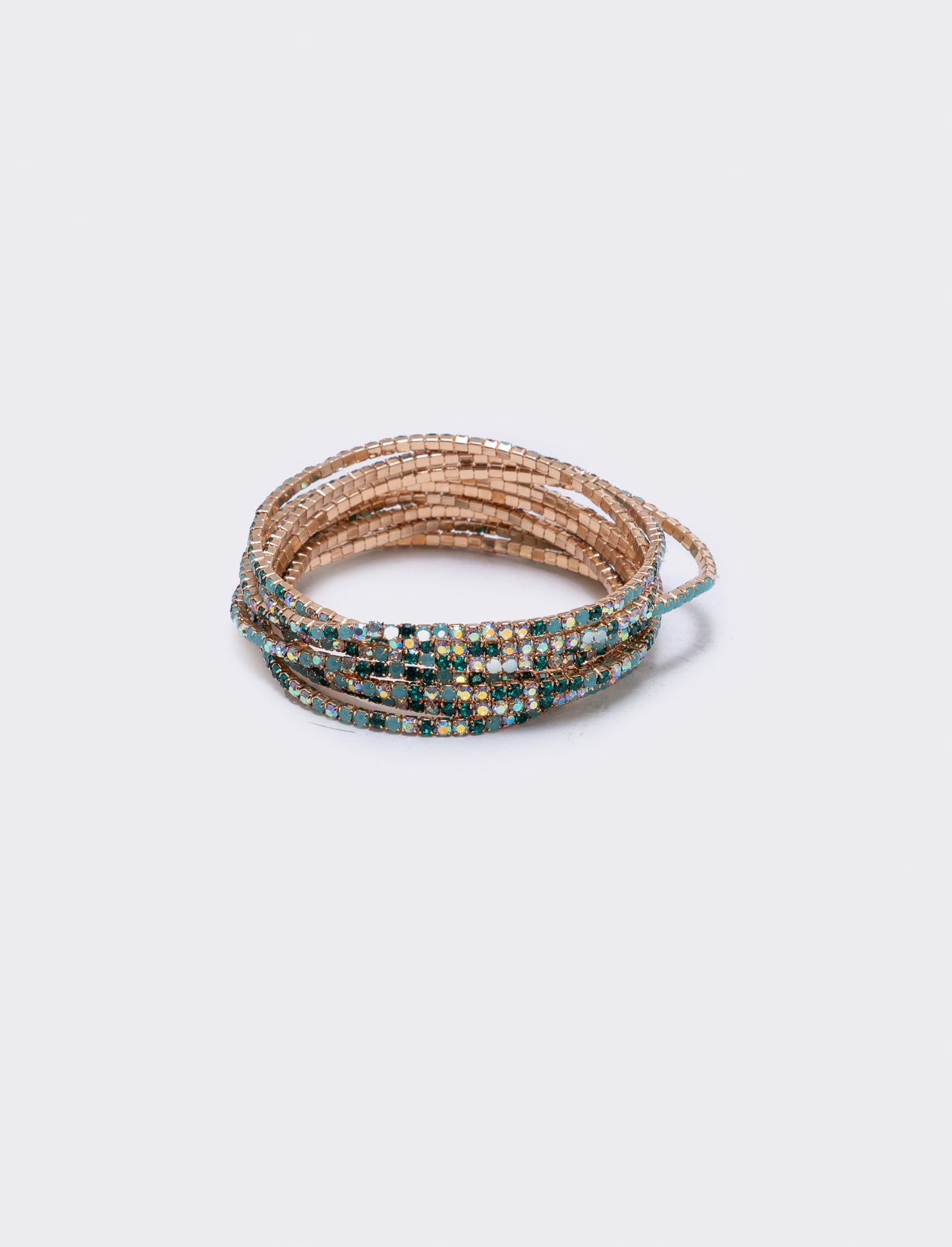 Bracciale multi fili con strass elegante - Verde