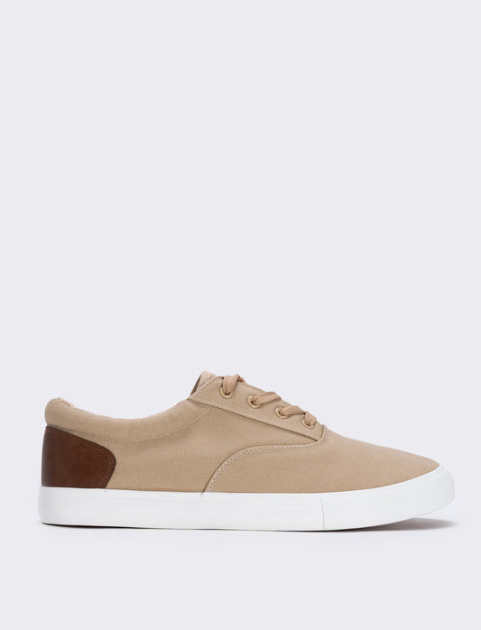 Scarpe stringate da uomo in tela colorate - Beige