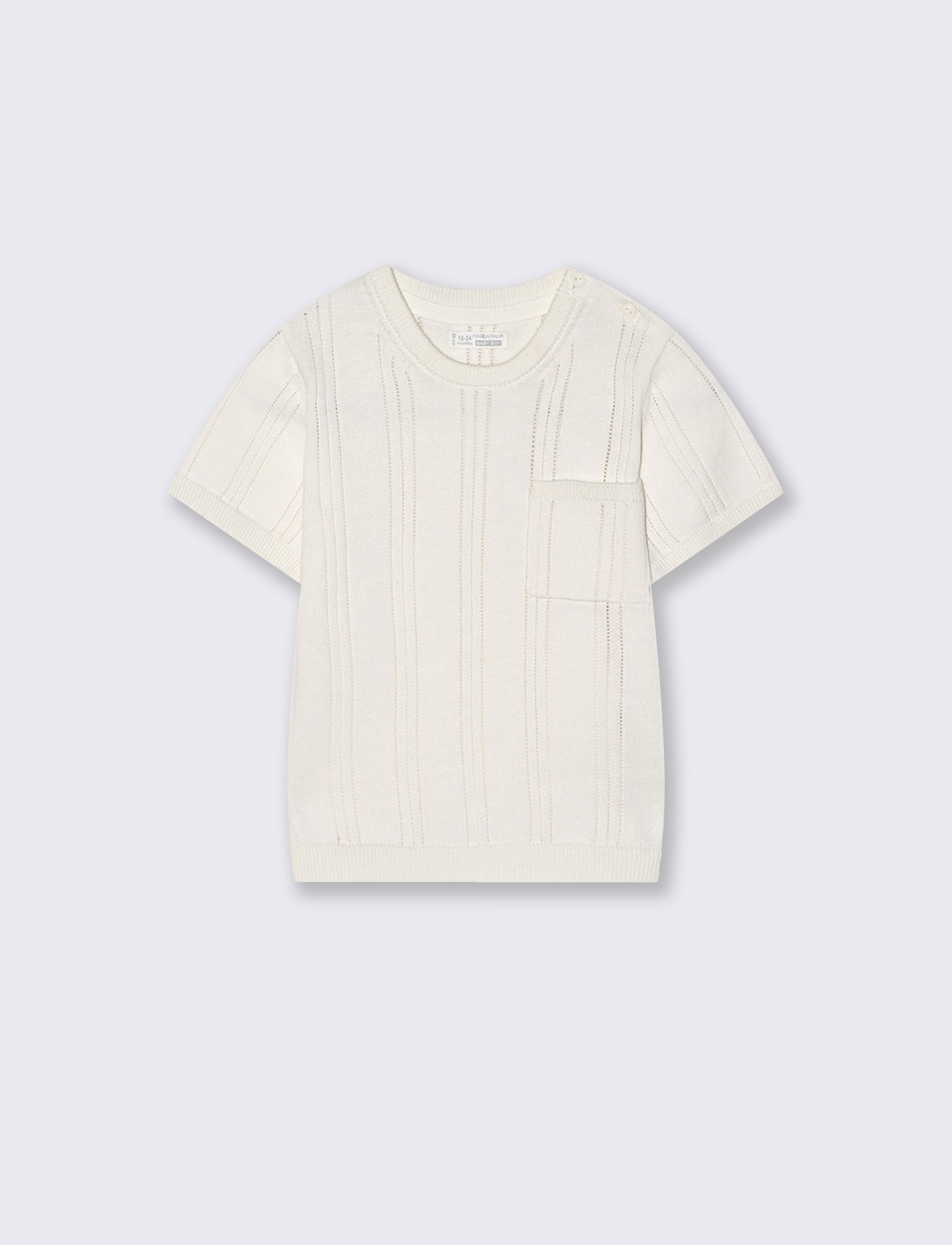 Maglia girocollo con taschino trendy - Bianco latte