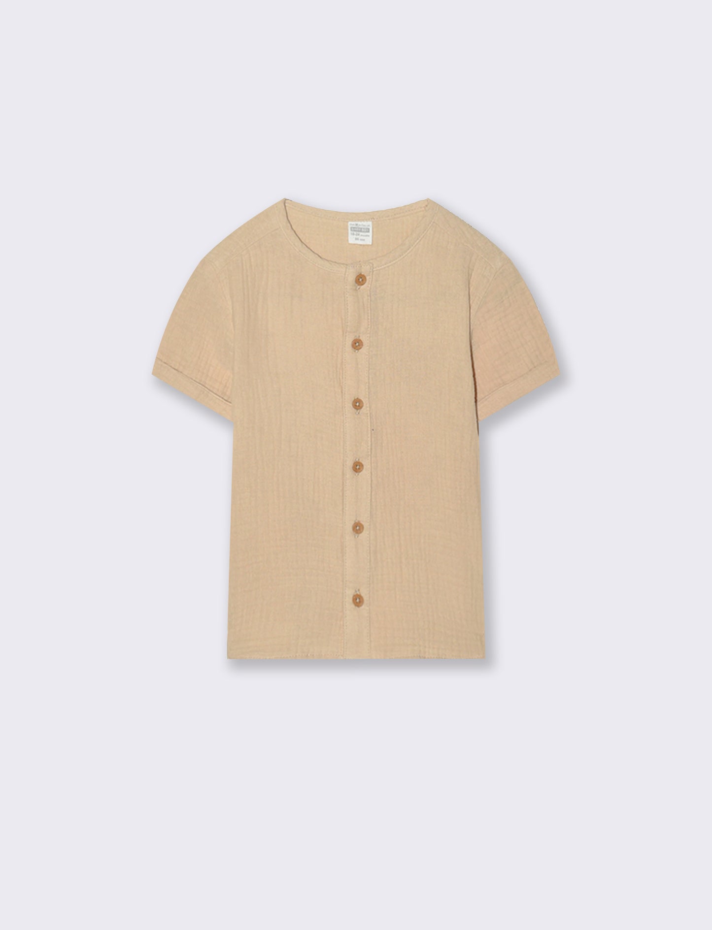 Short sleeve solid color shirt and bermuda shorts - Beige