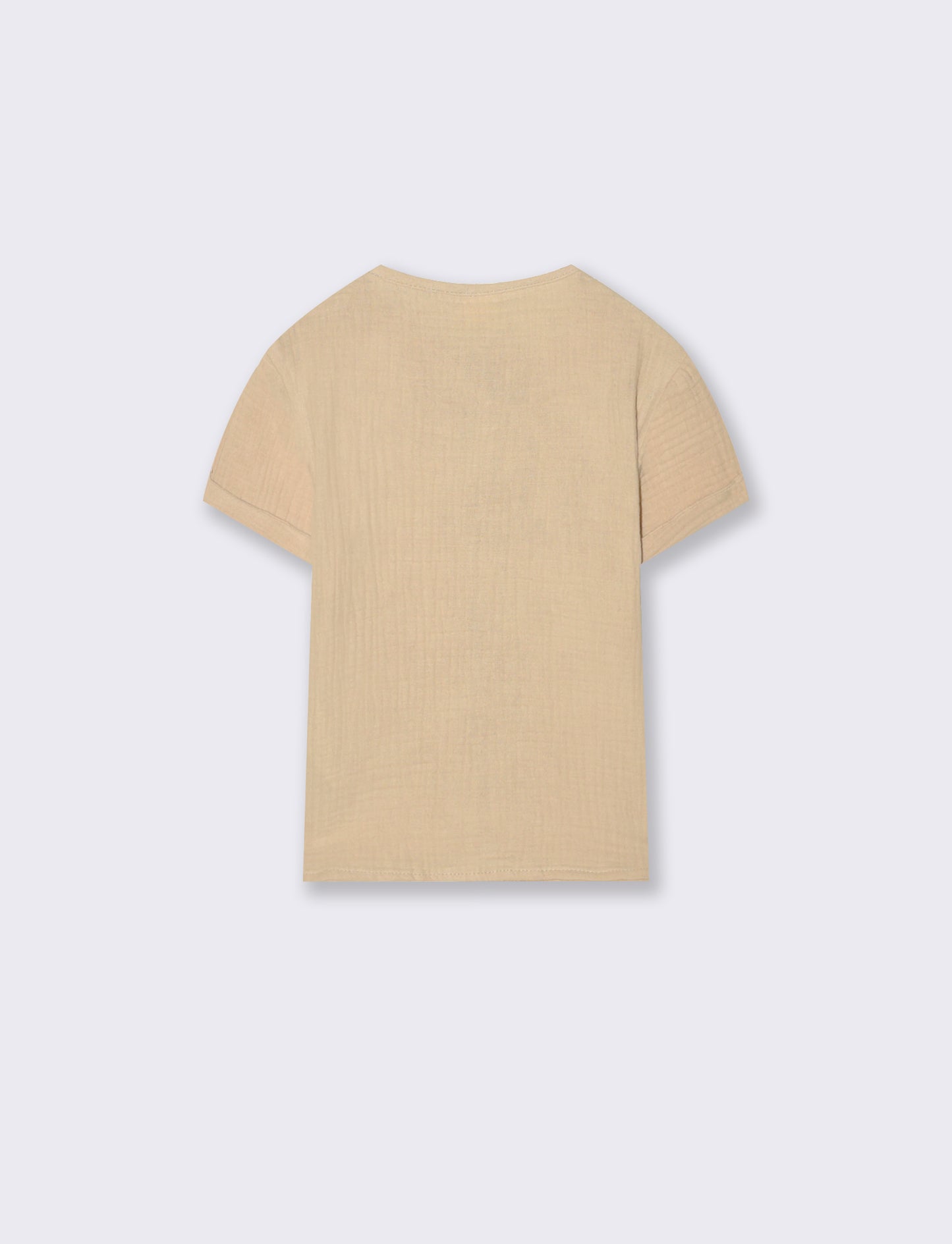 Short sleeve solid color shirt and bermuda shorts - Beige