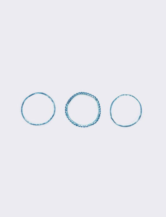 Elastic bracelet with rhinestones - Sky blue
