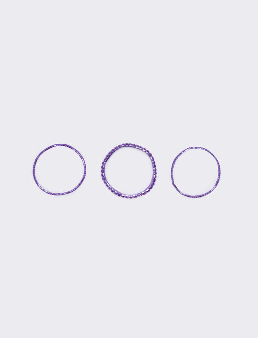 Elastic bracelet with rhinestones - Purple