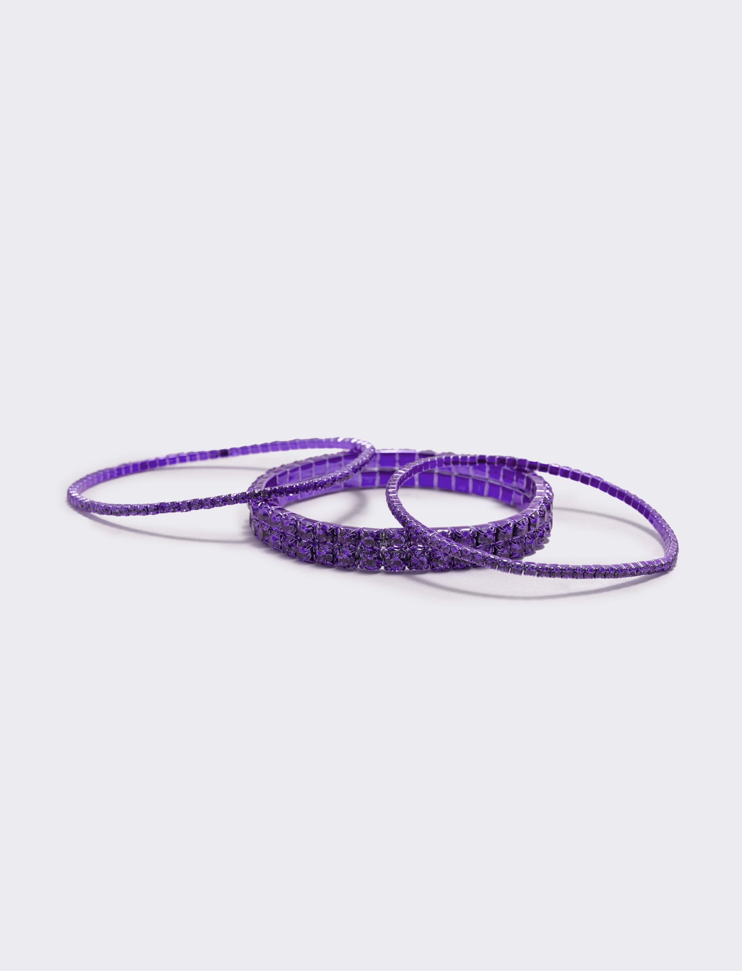 Elastic bracelet with rhinestones - Purple