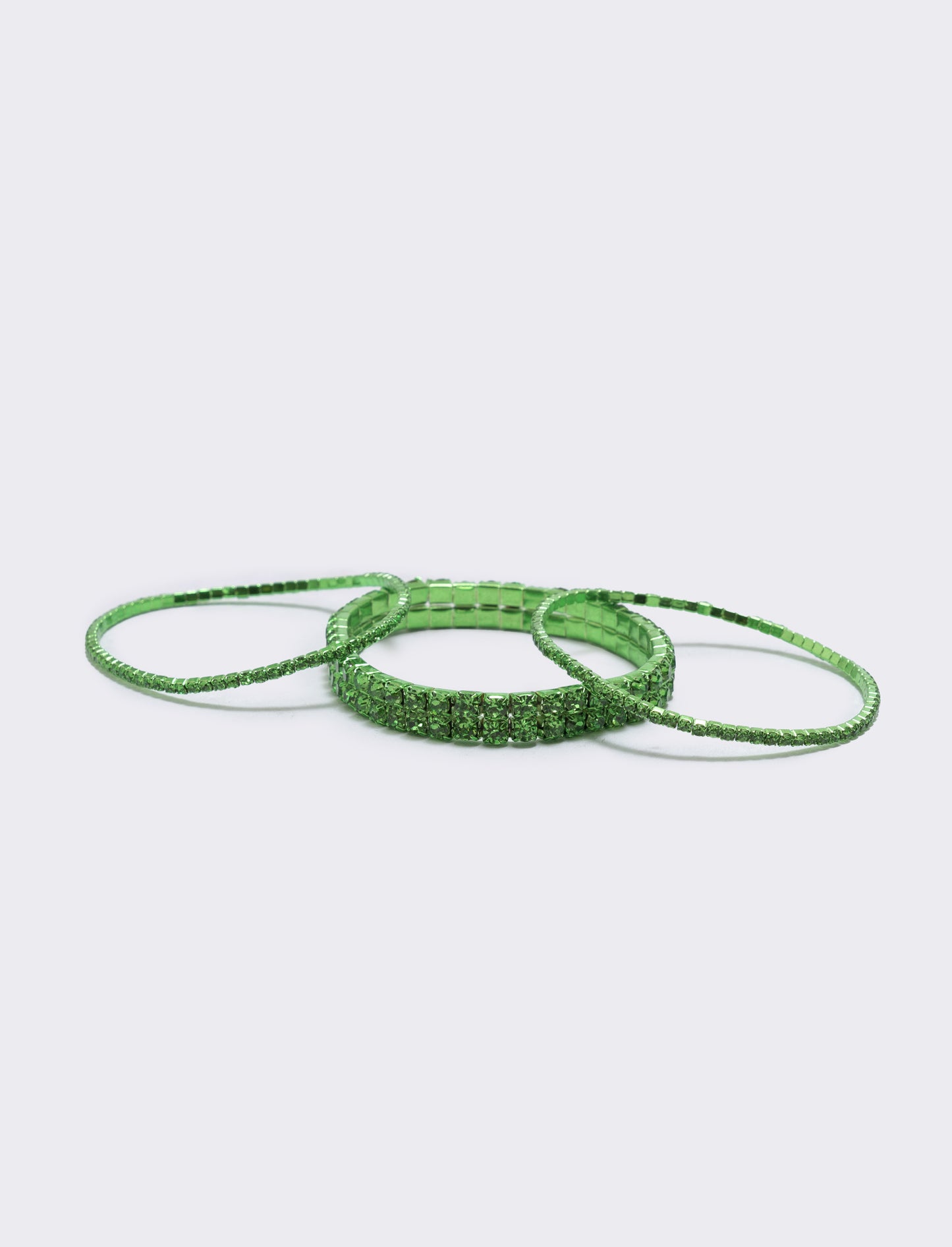 Elastic bracelet with rhinestones - Green