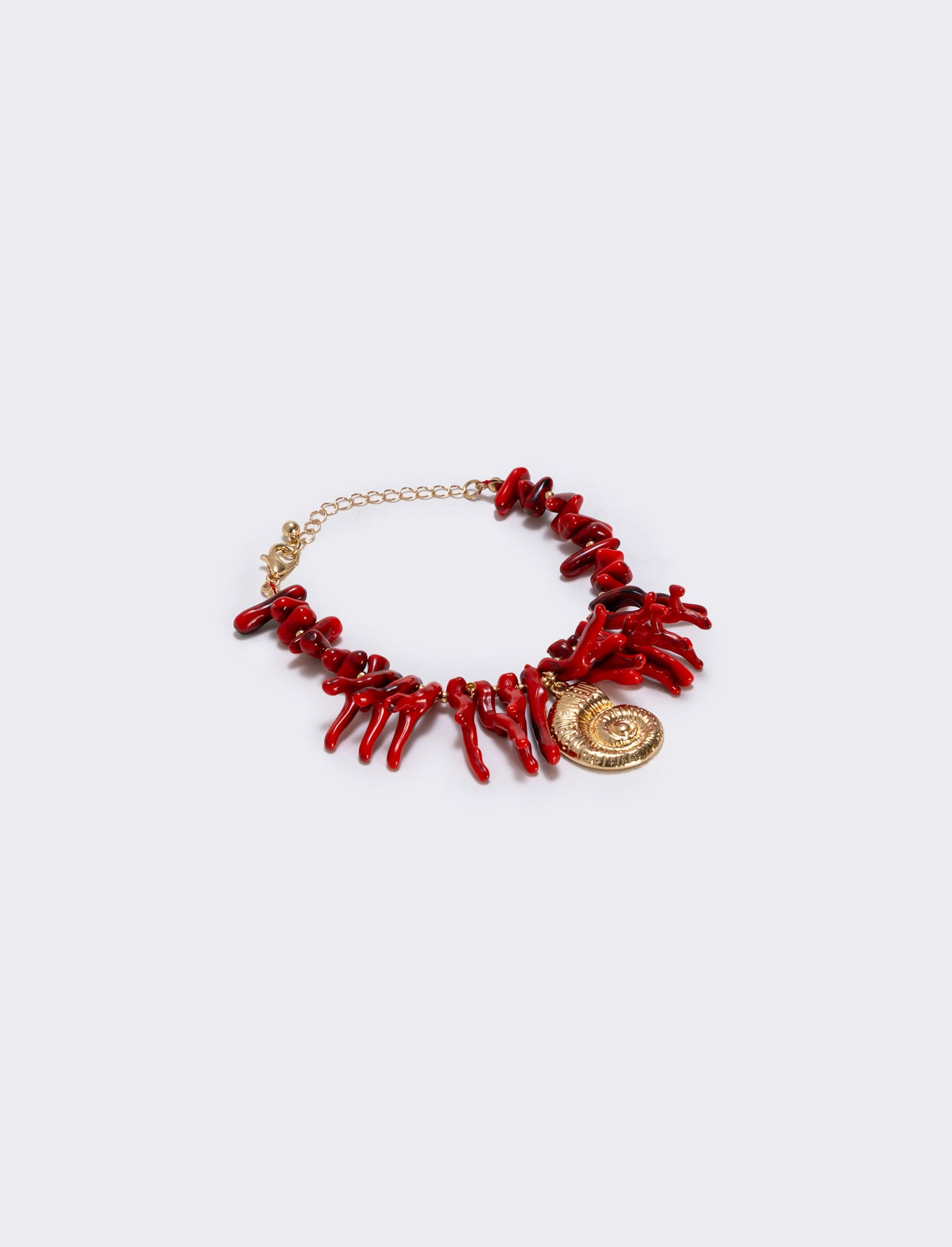 Bracelet in coral and shell - Red