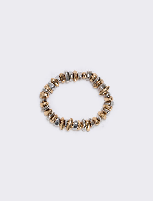 Bracciale elastico con pepite asimmetriche - Oro
