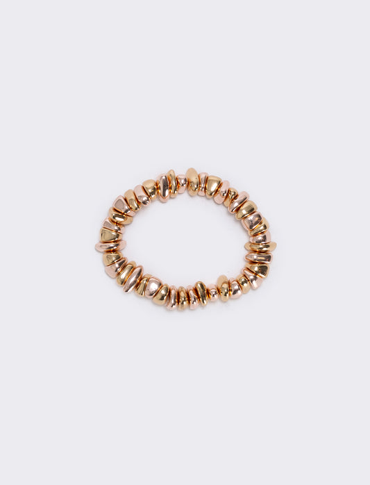Bracciale elastico con pepite asimmetriche - Oro rosa
