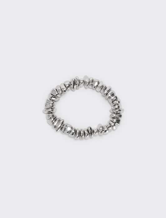 Bracciale elastico con pepite asimmetriche - Argento