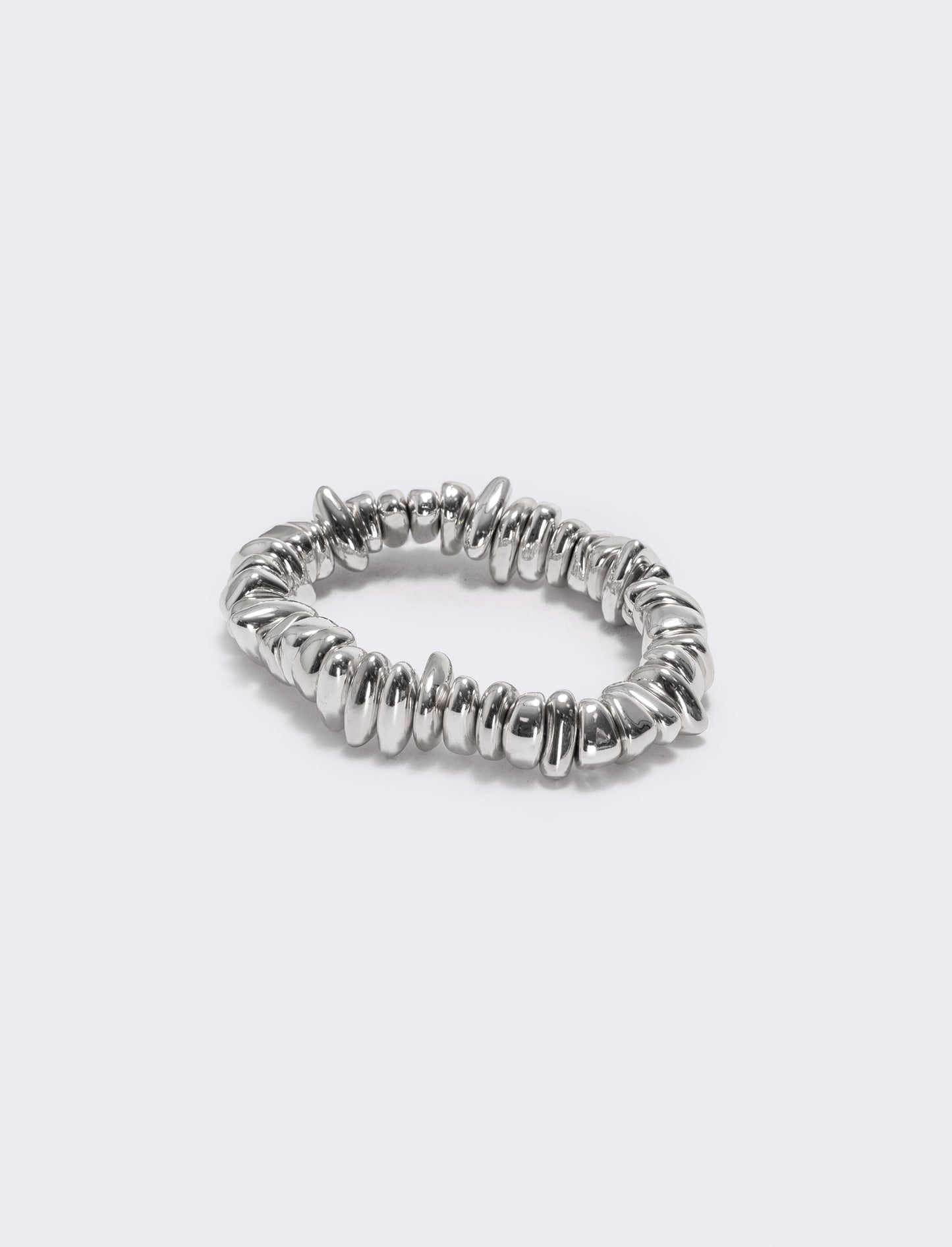Bracciale elastico con pepite asimmetriche - Argento