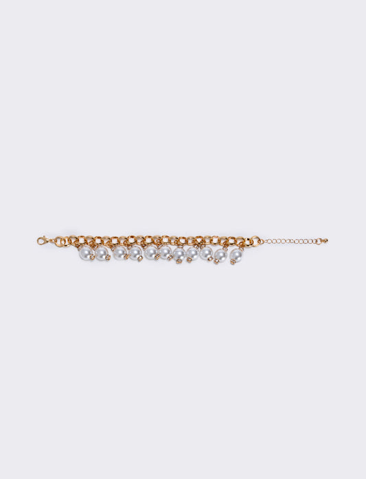 Bracciale con perline e catenina elegante - Oro