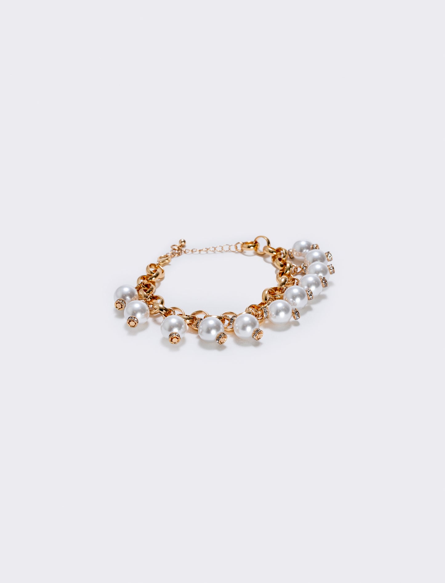 Bracciale con perline e catenina elegante - Oro