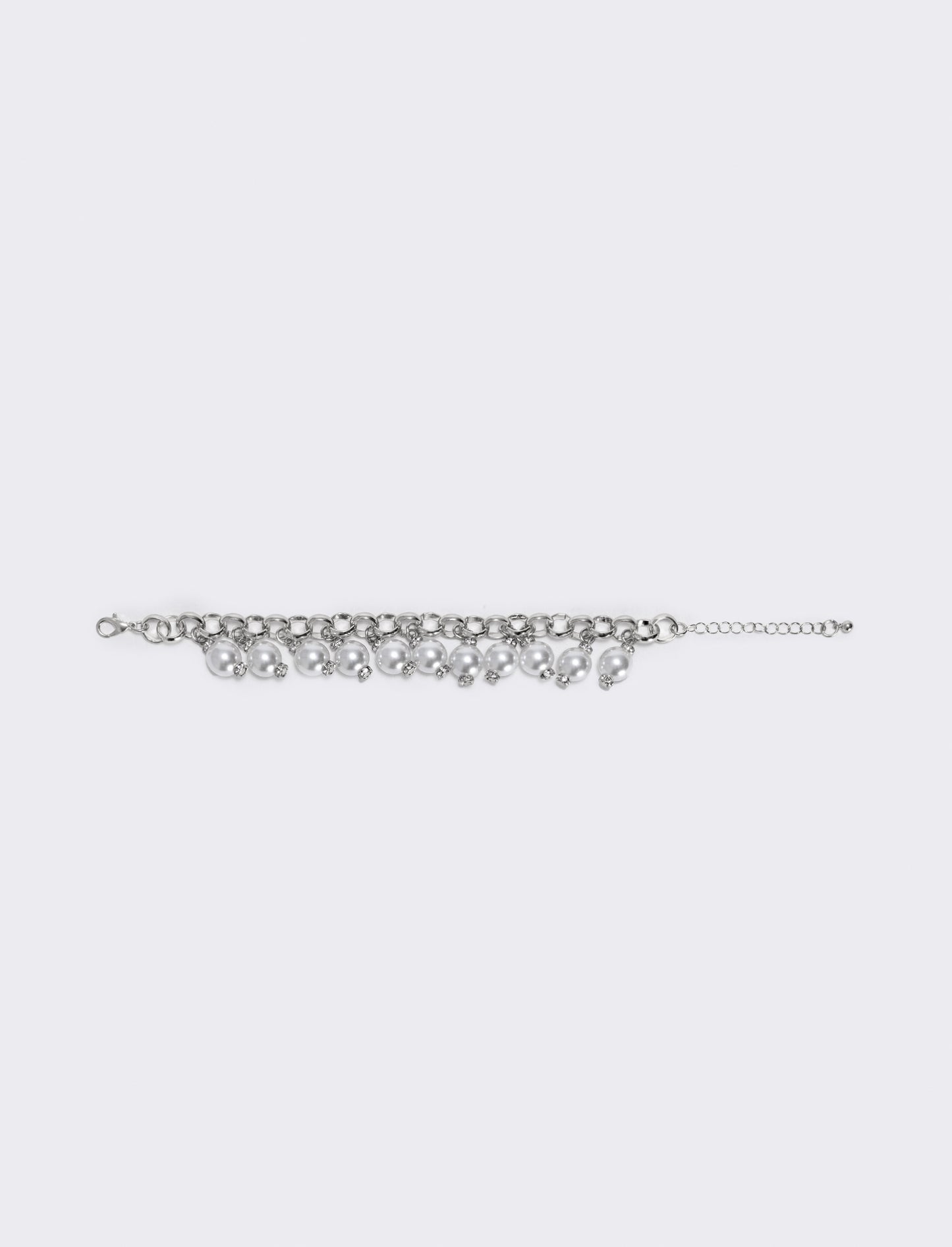 Bracciale con perline e catenina elegante - Argento