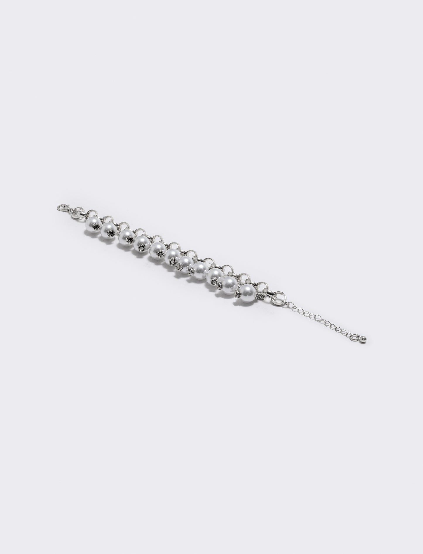 Bracciale con perline e catenina elegante - Argento