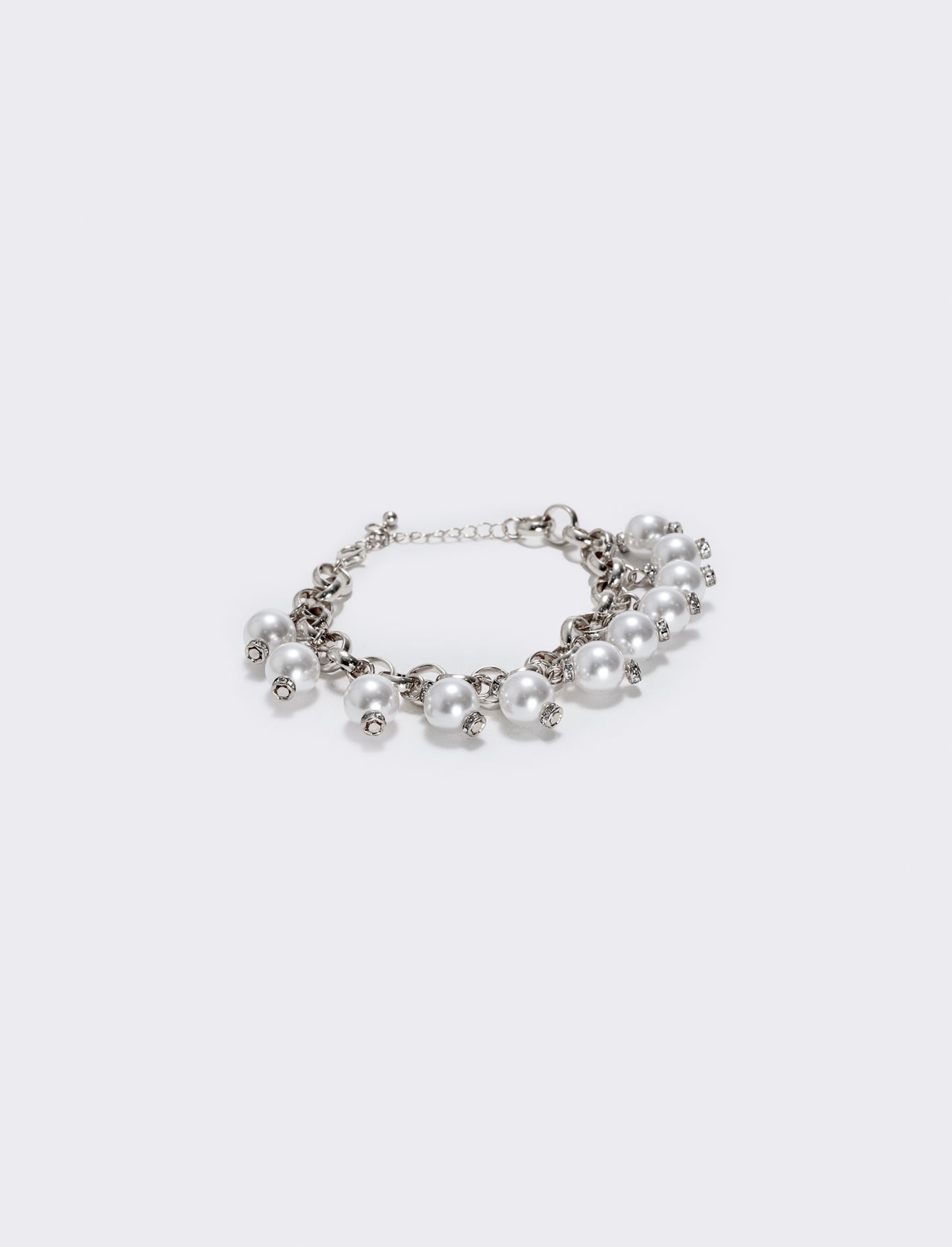 Bracciale con perline e catenina elegante - Argento