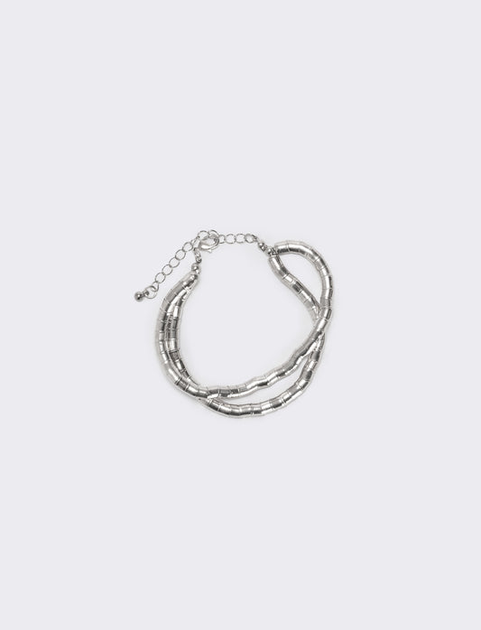 Bracciale doppio filo effetto snake - Argento