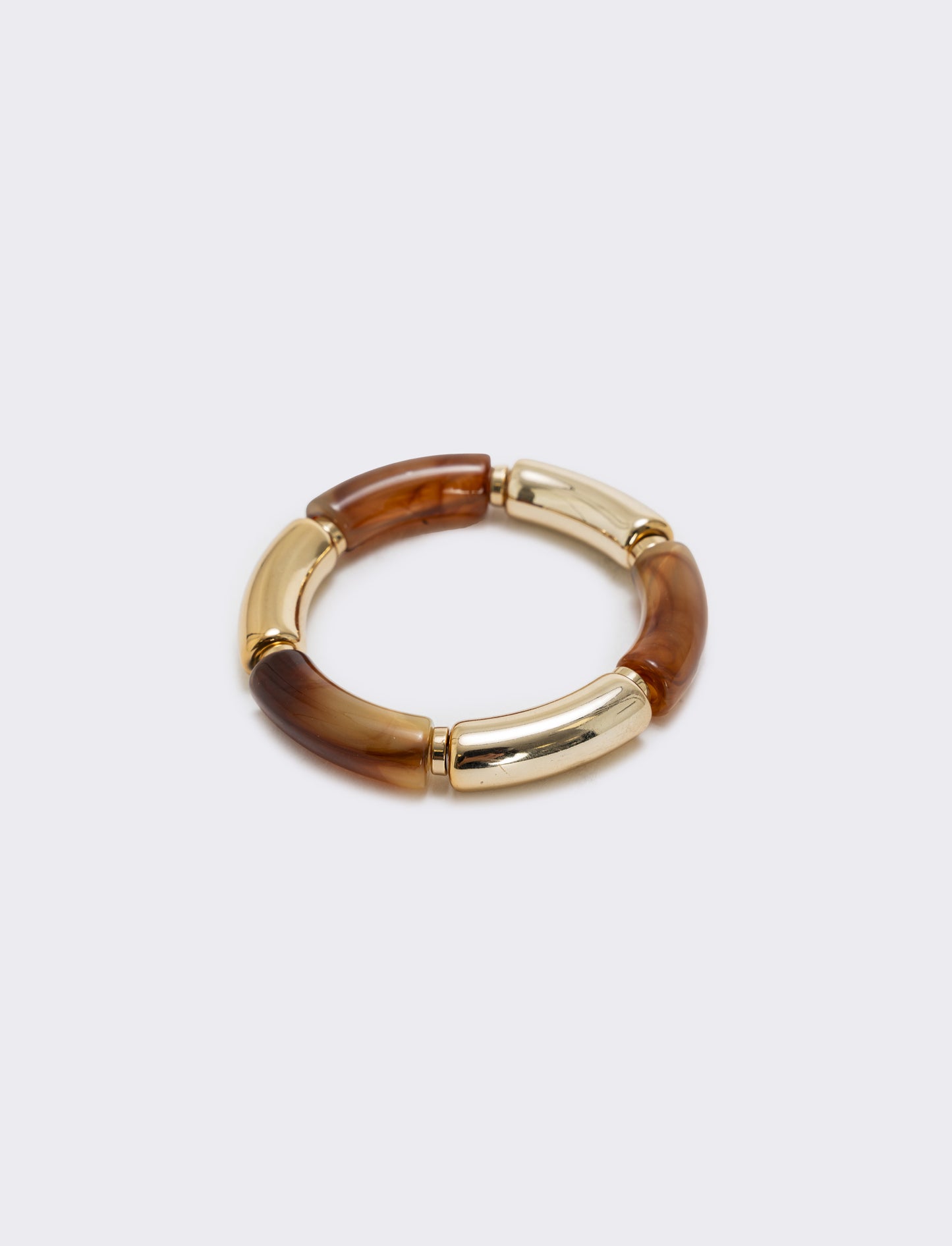 Elastic bracelet with stones and metal - Brown