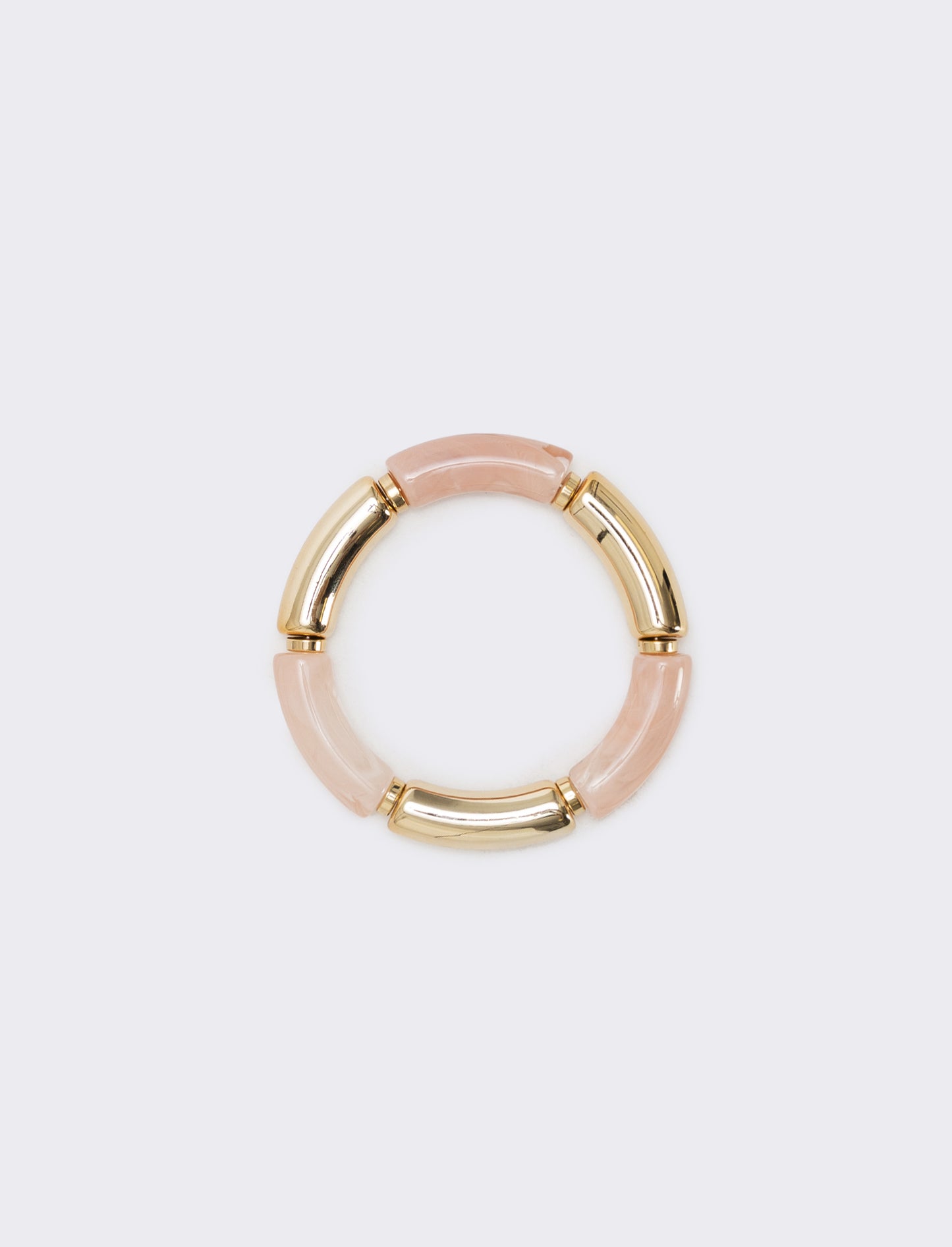 Bracciale elastico con pietre e metallo - Rosa