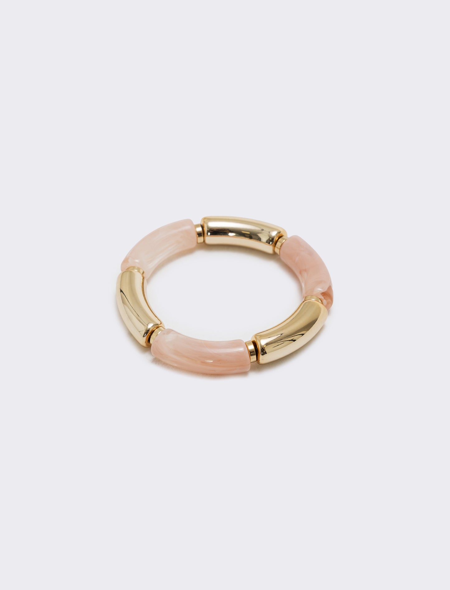 Bracciale elastico con pietre e metallo - Rosa