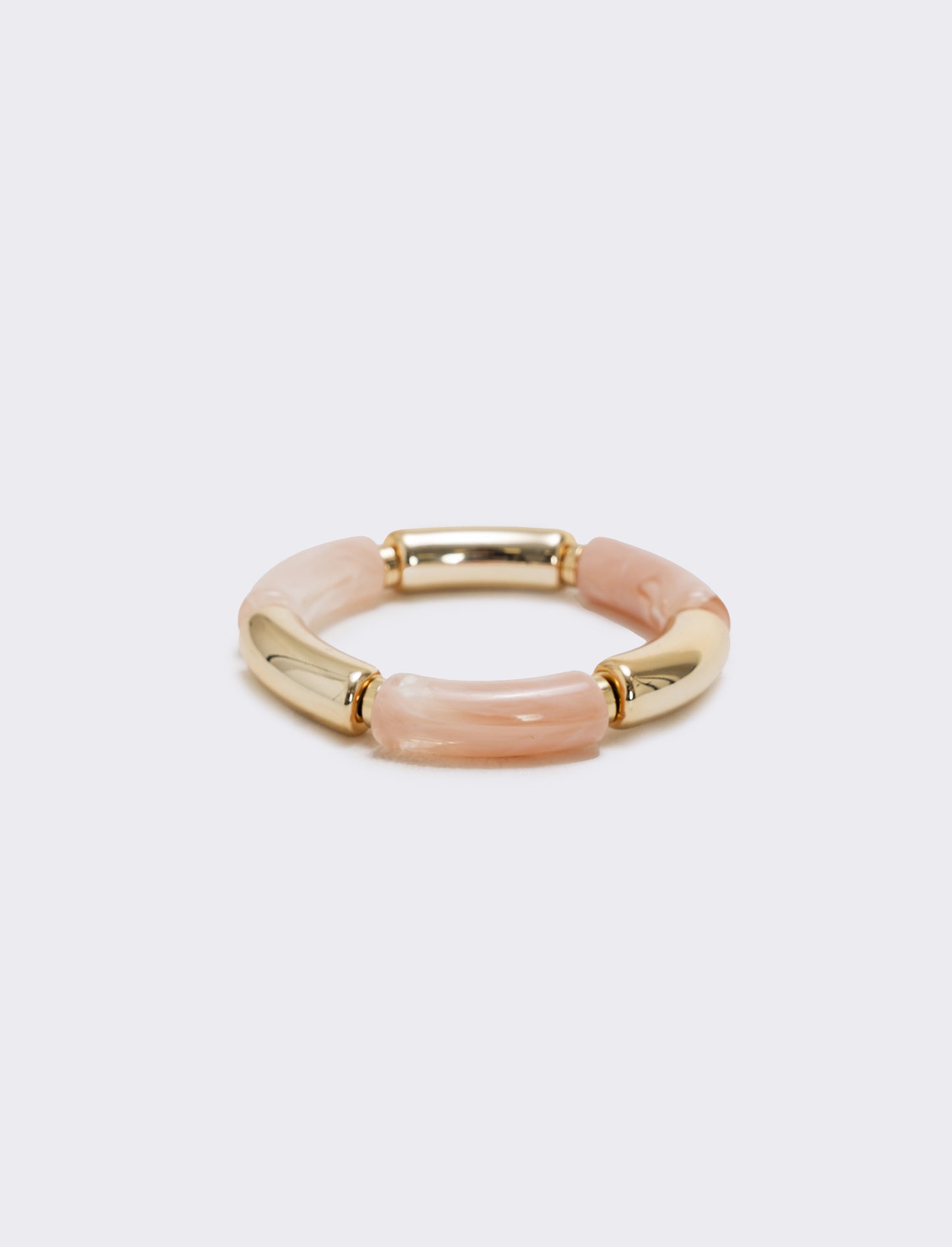 Bracciale elastico con pietre e metallo - Rosa