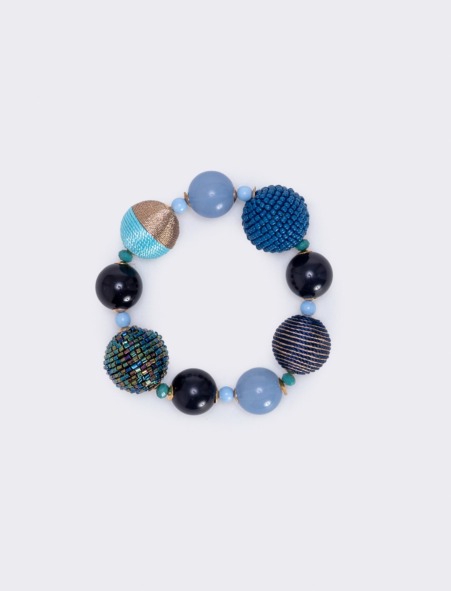 Elastic bracelet with bead spheres - Blue