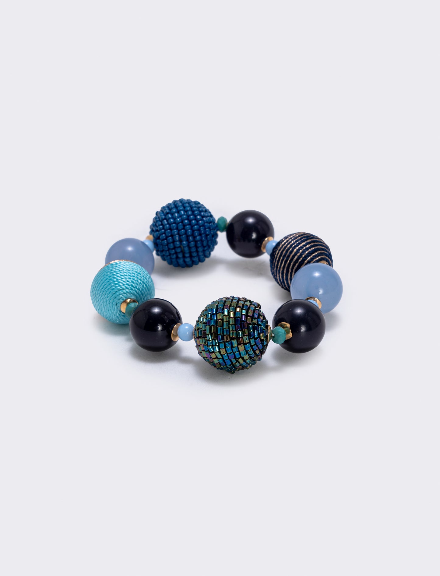 Elastic bracelet with bead spheres - Blue