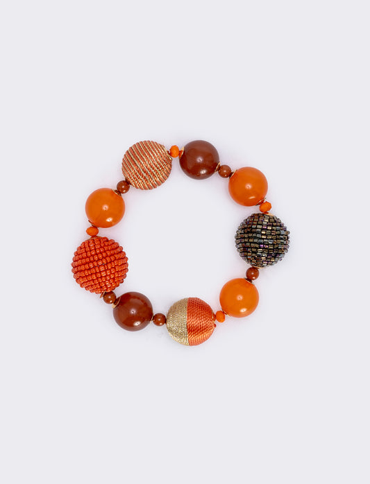 Elastic bracelet with bead spheres - Orange
