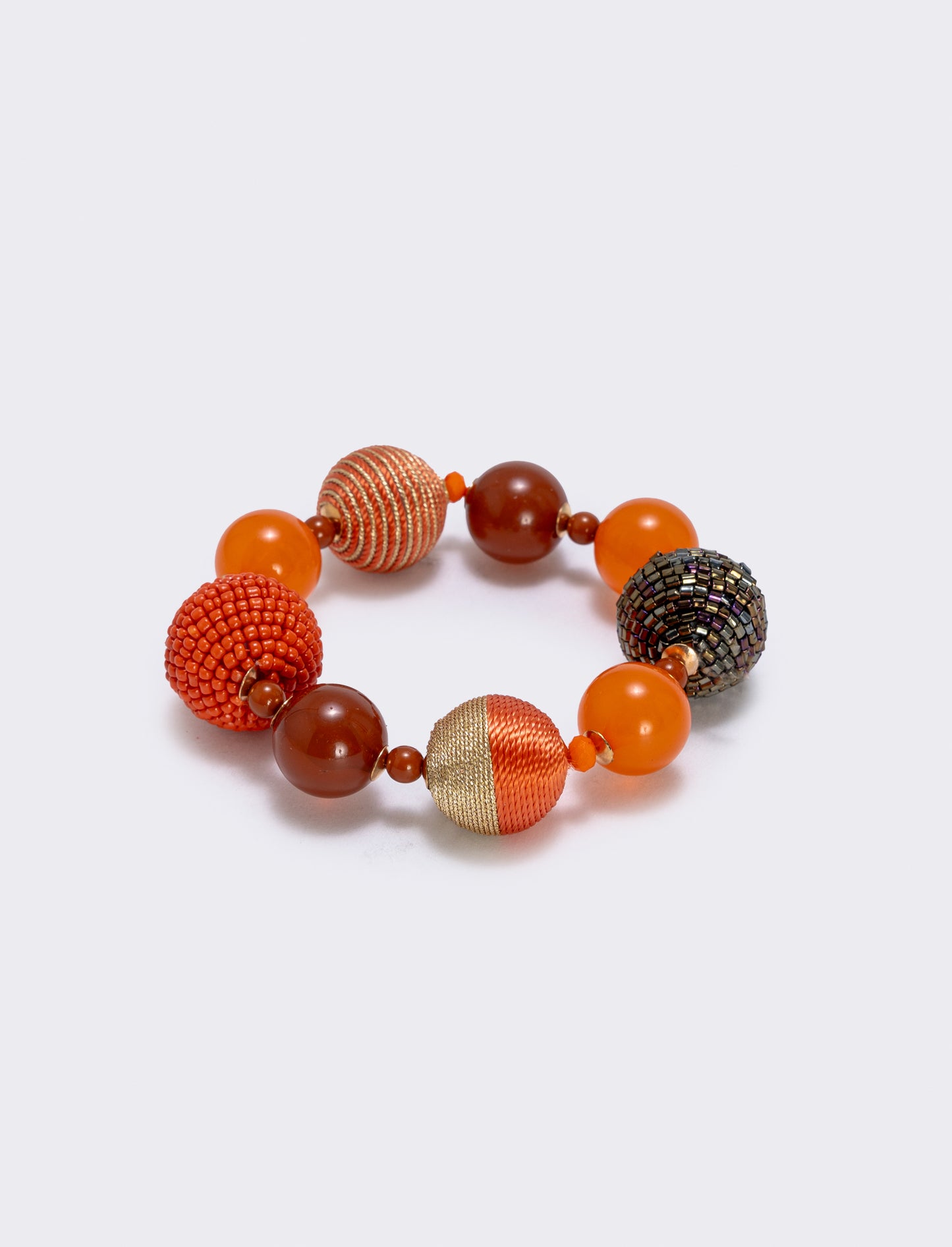 Elastic bracelet with bead spheres - Orange