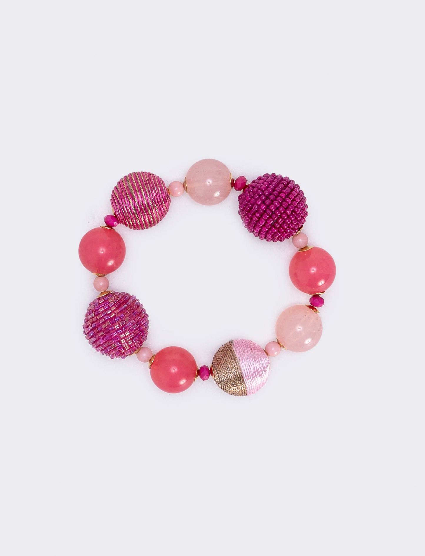 Elastic bracelet with bead spheres - Fuxia