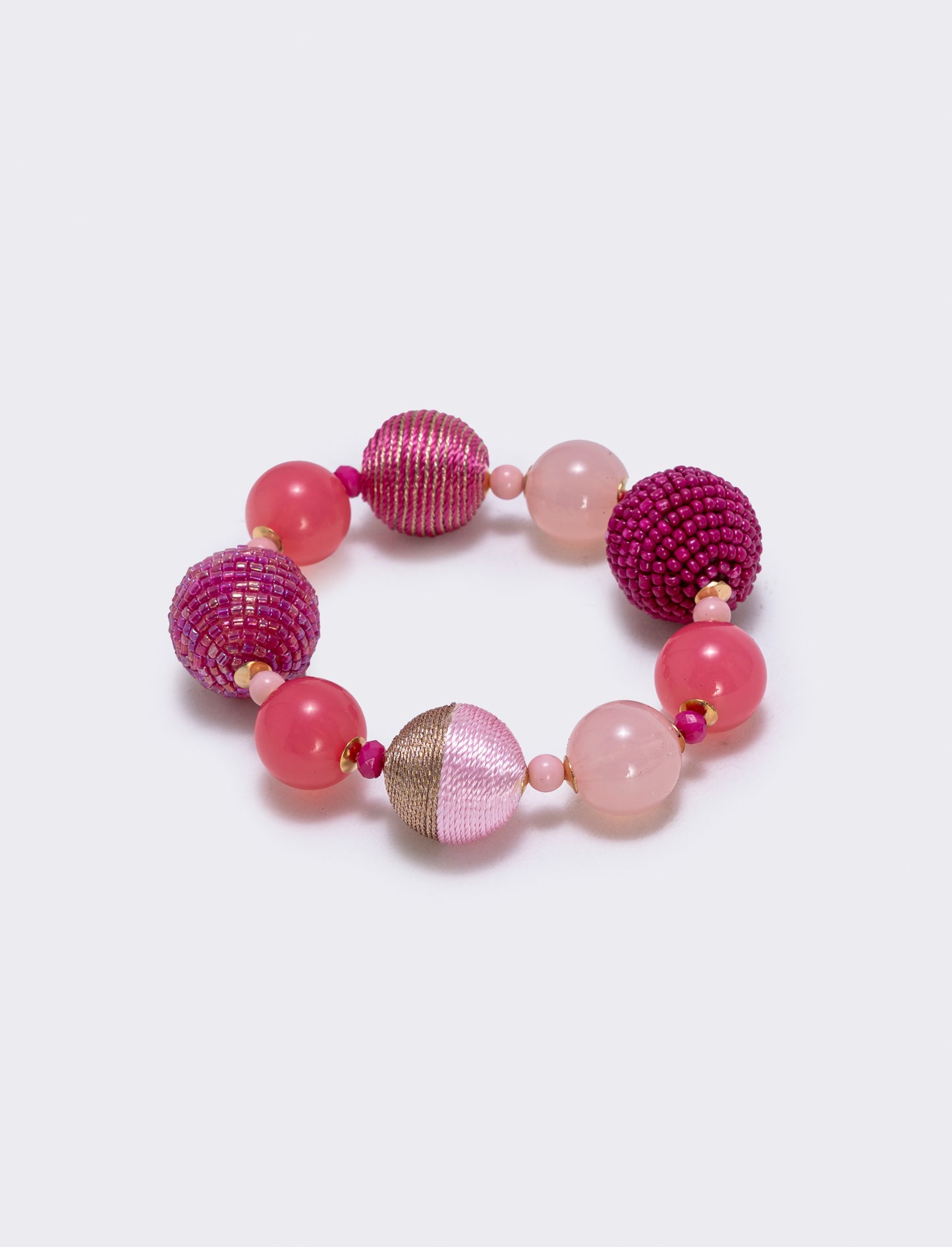 Elastic bracelet with bead spheres - Fuxia