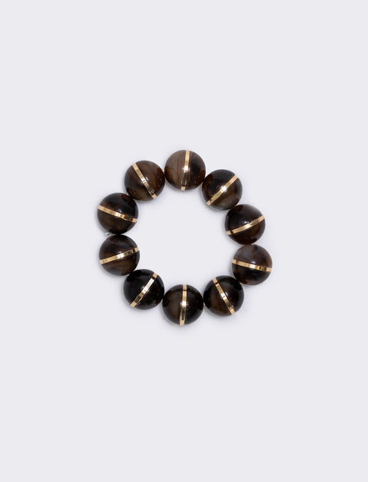 Elastic bracelet with stone beads - Brown