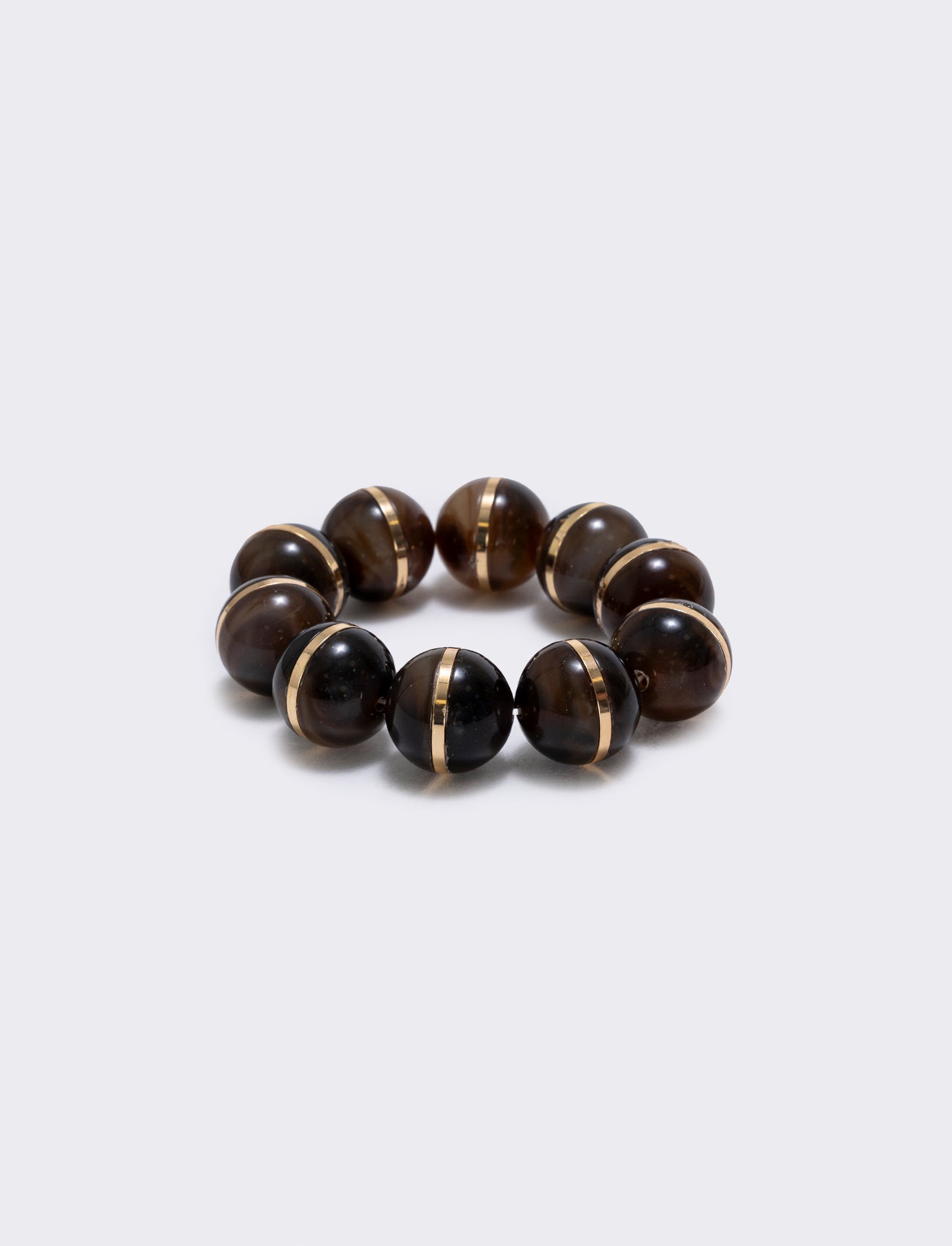 Elastic bracelet with stone beads - Brown