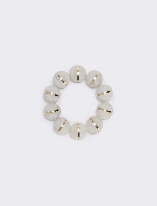 Elastic bracelet with stone beads - White