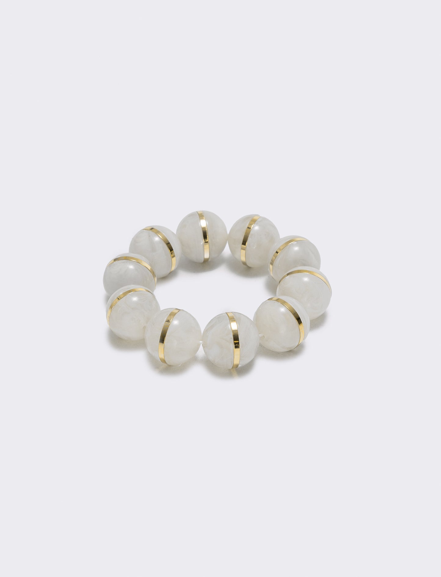 Bracciale elastico con sfere in pietra - Bianco