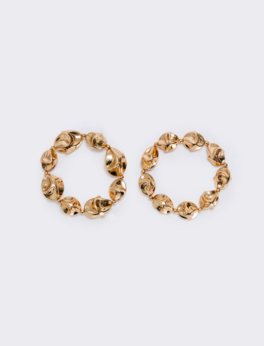 Bracciale due fili con sfere martellate - Oro
