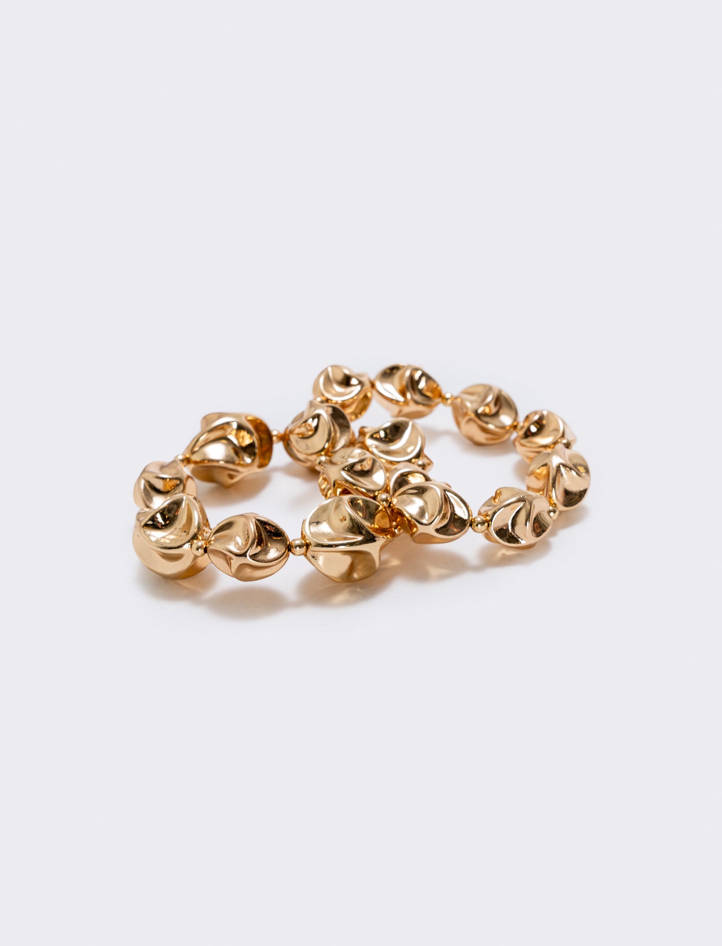 Bracciale due fili con sfere martellate - Oro