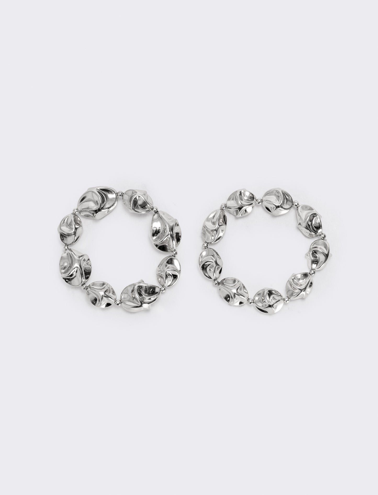 Bracciale due fili con sfere martellate - Argento