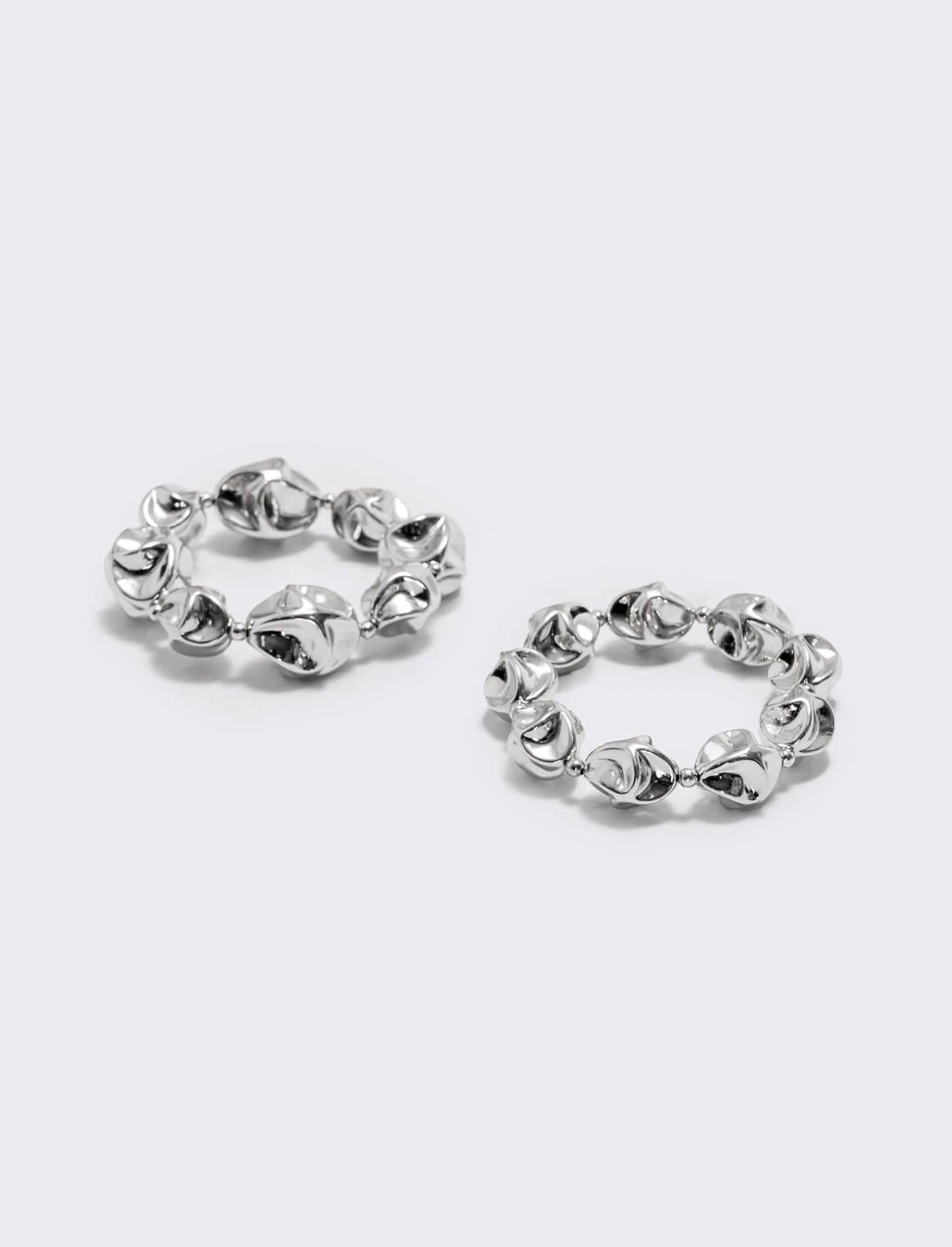 Bracciale due fili con sfere martellate - Argento