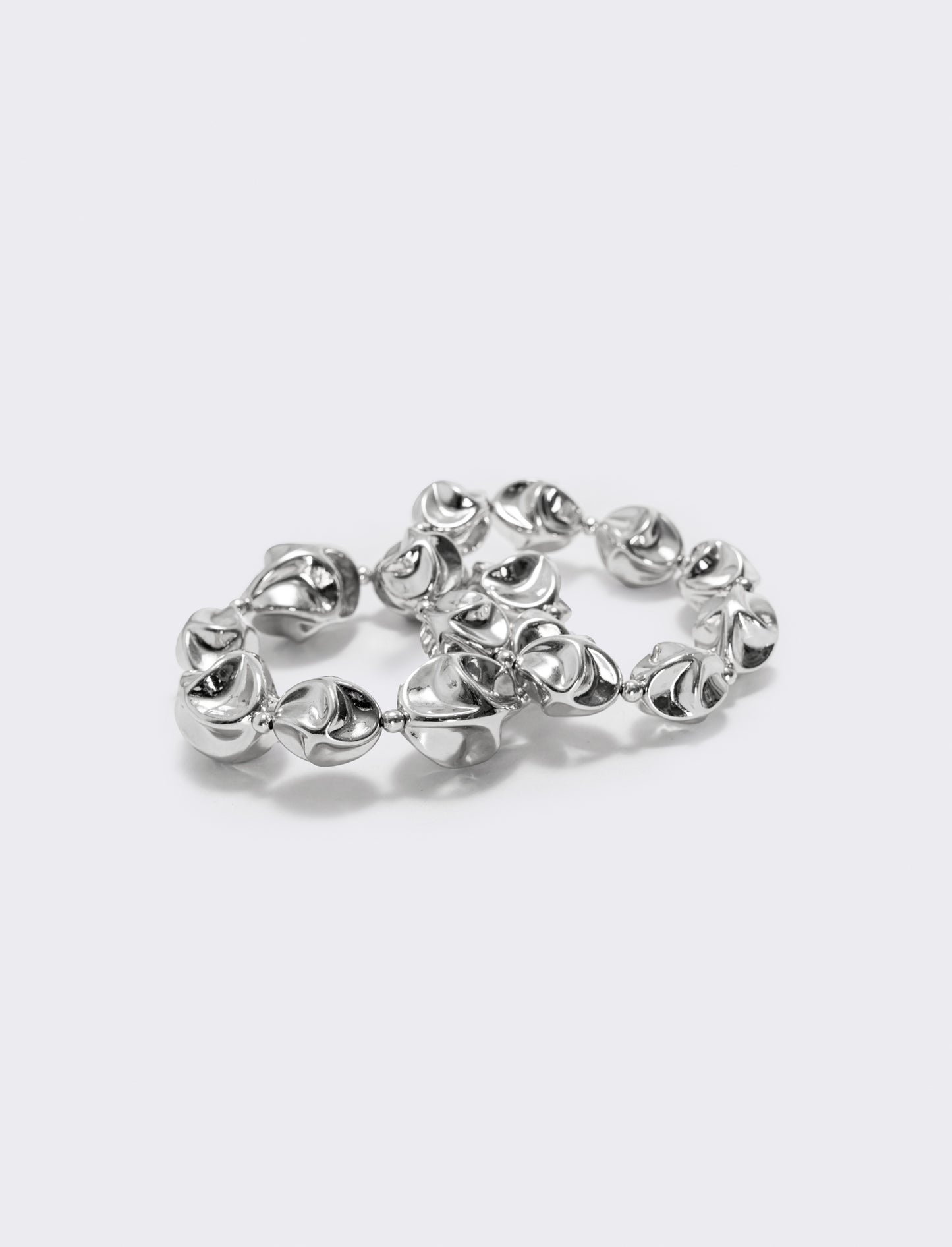 Bracciale due fili con sfere martellate - Argento