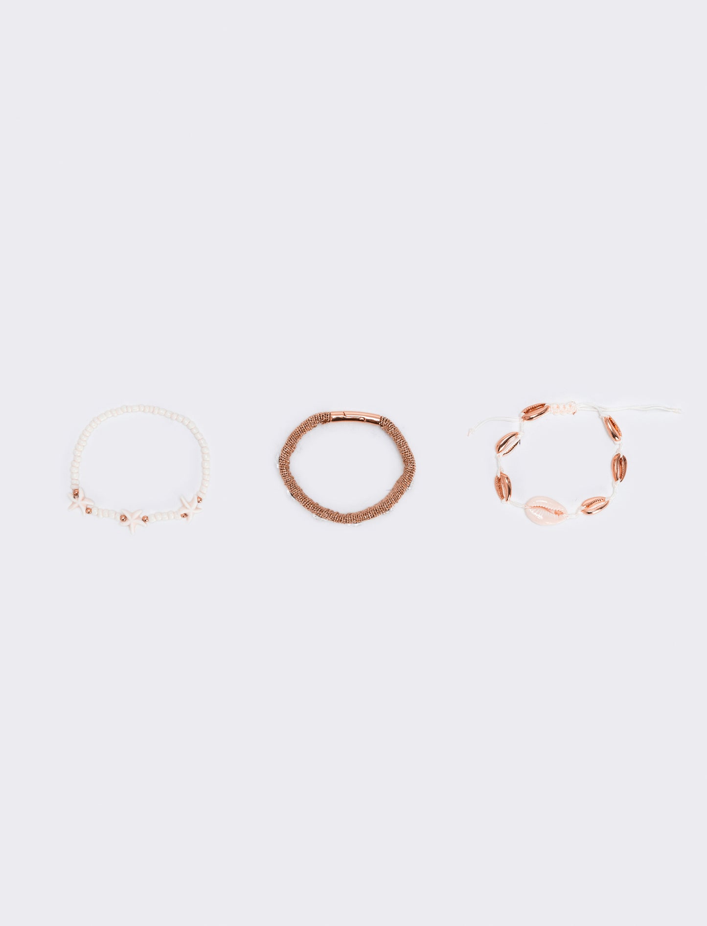 Card 3 bracciali conchiglie e stelle marine - Oro rosa