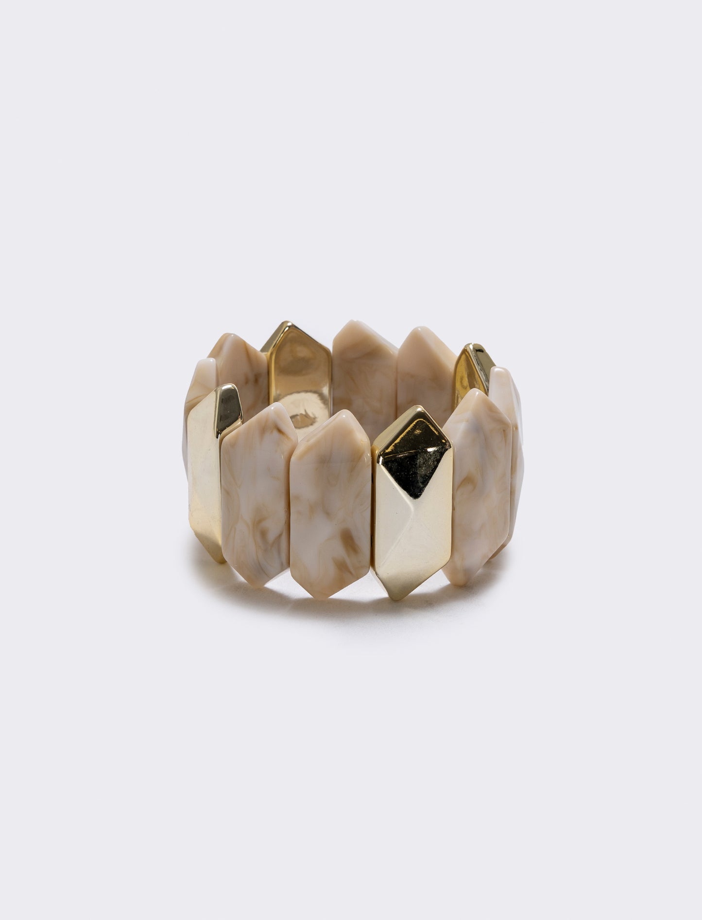 Bracciale elastico con pietre schiacciate - Beige