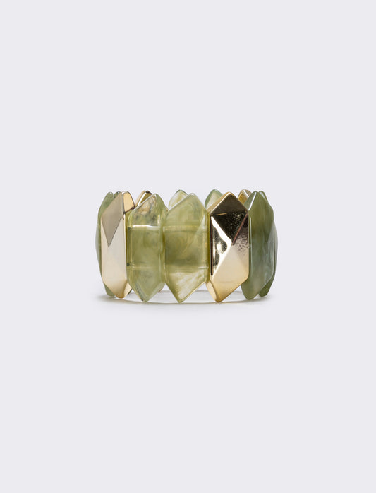 Elastic bracelet with crushed stones - Green