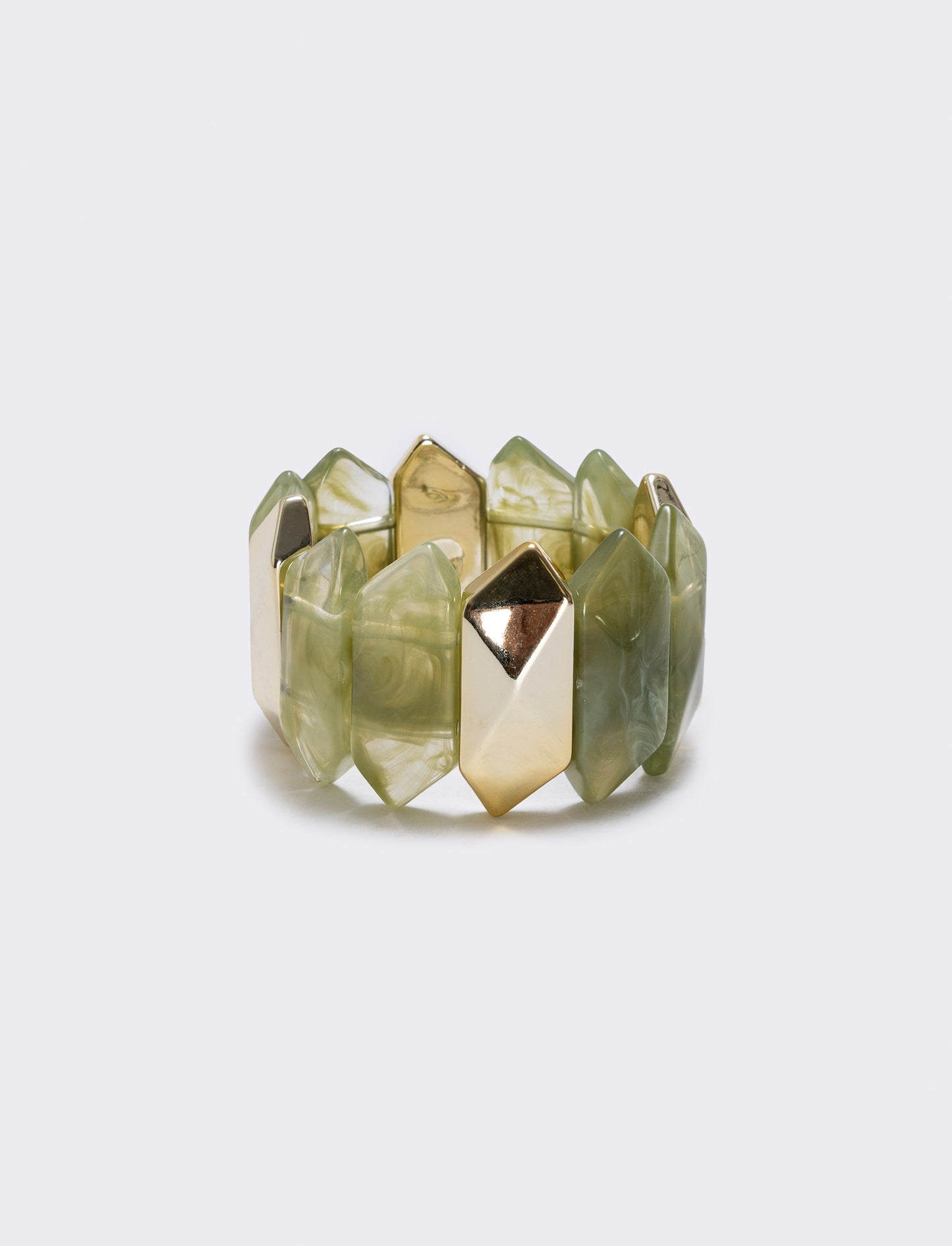 Bracciale elastico con pietre schiacciate - Verde